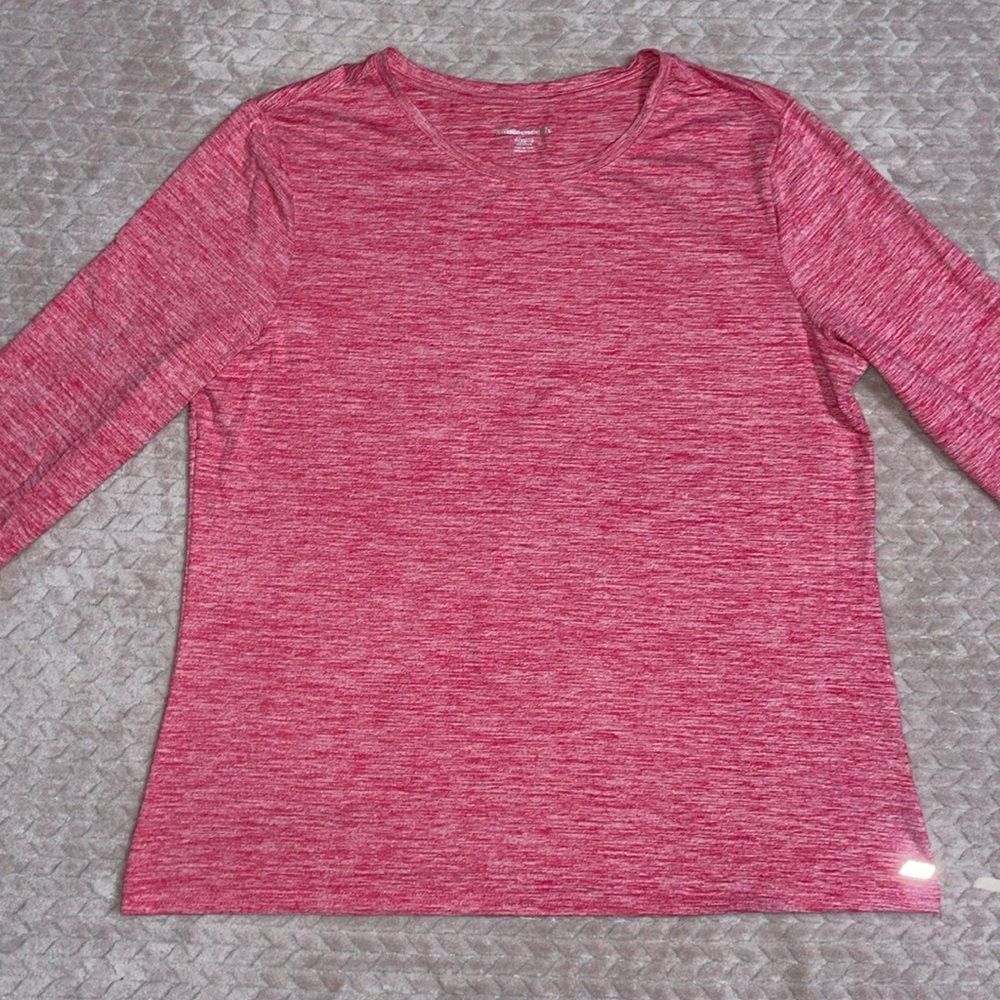 Amazon Essentials Womens Heather Pink Long Sleeve Active Tee